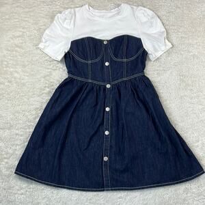 Seattle denim fit and flare button down bustier fit and flare dress, size‎ L